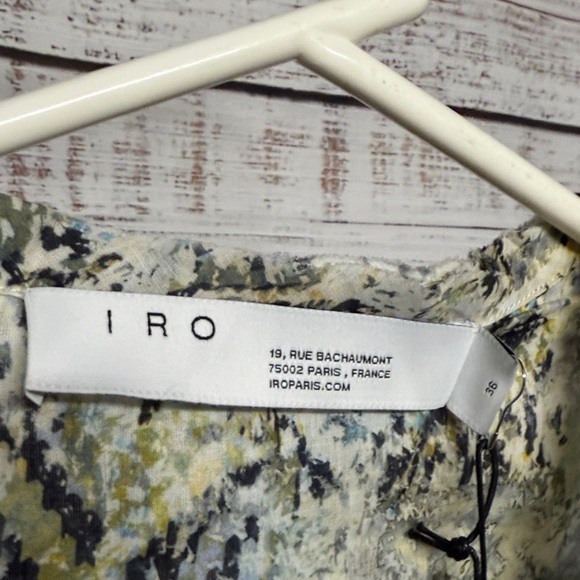 IRO Deniz Printed Long Sleeve Shirt Dress Green Multicolor NWT - Picture 4 of 11